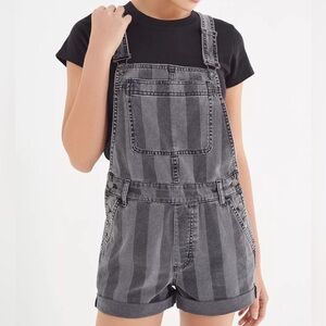 Urban Outfitters Striped Two Tone Denim Shortalls Black Gray Size Medium